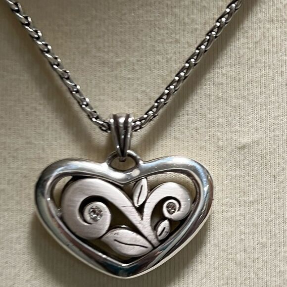 Brighton Silver Swirl Heart Necklace NWOT #BJNK - Picture 4 of 5